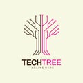 tech tree logo concept,green network technology logo vector.tech tree electrical circuit digital logo vector icon Royalty Free Stock Photo