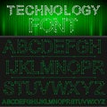 Tech vector font typeface unique design. For technology, circuits, engineering, digital , gaming, sci-fi and science subjects.