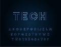Tech vector font typeface unique design. For technology, circuits, engineering, digital , gaming, sci-fi and science subjects. Royalty Free Stock Photo