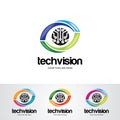 Tech vision logo design template