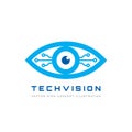 Tech vision - vector logo template concept illustration. Abstract human eye creative sign. Security digital technology and surveil Royalty Free Stock Photo