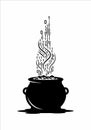 Tech Witch Cauldron with Binary Smoke â Modern Sci-Fi Potion Vector Royalty Free Stock Photo
