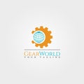 Tech world logo template,technology vector design for business corporate, gear logo,illustration element Royalty Free Stock Photo