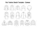 techincal and Industrial Flat fashion template - Library of coats and outwear