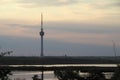 Techirghiol tower and lake at sunset Royalty Free Stock Photo