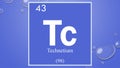 Technetium chemical element symbol on blue bubble background