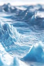 Technical aerial visualization of a glacier region showing elevation contours and ice flow paths in 3D.