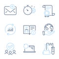 Technical algorithm, Chemistry lab and New mail icons set. Vector