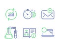 Technical algorithm, Chemistry lab and New mail icons set. Vector