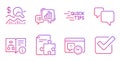 Technical algorithm, Project deadline and Education icons set. Speech bubble, Strategy and Graph chart signs. Vector Royalty Free Stock Photo