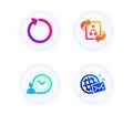 Technical algorithm, Time management and Loop icons set. World mail sign. Project doc, Work time, Refresh. Vector Royalty Free Stock Photo