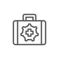 Technical assistance suitcase line icon.