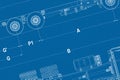 Technical blueprint scheme background. Horizontal blueprint Royalty Free Stock Photo
