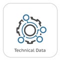 Technical Data Icon. Gear and Option Dots. Engineering Symbol.