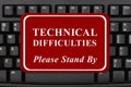 Technical Difficulties sign on keyboard Royalty Free Stock Photo
