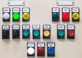 Technical display on control panel with electrical equipment devices cabinet,light Royalty Free Stock Photo