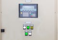 Technical display on control panel with electrical equipment devices cabinet,light Royalty Free Stock Photo