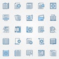 Technical documentation blue icons set - vector document signs