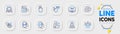 Technical documentation, Yoga and Bid offer line icons for web app. Pictogram icon. Vector