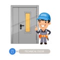 Technical Door and Worker Royalty Free Stock Photo