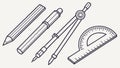 Technical Drafting Tools Vector, Architecture and Engineering Instruments, vector design Generative AI Royalty Free Stock Photo