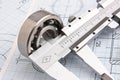 technical drawing and bearing Royalty Free Stock Photo
