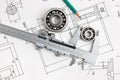 technical drawing and bearing Royalty Free Stock Photo