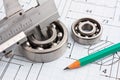 technical drawing and bearing Royalty Free Stock Photo