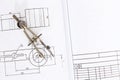 Technical drawing compass Royalty Free Stock Photo