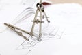 Technical drawing compass Royalty Free Stock Photo