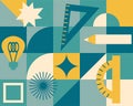 Technical drawing and drafting abstract minimalistic checkered horizontal pattern. Perfect to banner, sticker, tee, card. Hand
