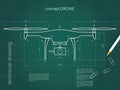 Technical drawing drone with green paper background