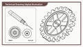 Technical Drawing Elements: Gears and Engineering Tools. vector design Generative AI Royalty Free Stock Photo