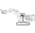 Technical drawing Hydraulic crawler excavator Cat 6060 FS 6090 FS, 6050 FS, 6040 FS, 6030 FS with large loading shovel. Construc