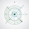 Technical drawing made using dashed lines and geometric circles. Royalty Free Stock Photo