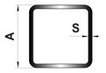 Technical drawing rolled metal. Steel square tube profile. Image for web site. Illustration.