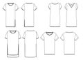 Technical drawing sketches set of female long t-shirts