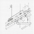Technical drawing of structural engineering elements on graph paper. The illustration Royalty Free Stock Photo