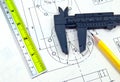 Technical drawing and tools Royalty Free Stock Photo