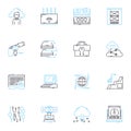 Technical equipment linear icons set. Gadgets, Instruments, Devices, Tools, Equipment, Instruments, Appliances line