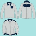 Technical fashion illustration Unisex Hoodie. Set of Hoodie Sweatshirt planetary technical drawing fashion, pocket, zipper, front