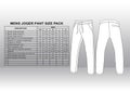 Men\'s Jogger Pants Size Chart with Technical Flat Sketch Vector Royalty Free Stock Photo