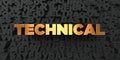 Technical - Gold text on black background - 3D rendered royalty free stock picture