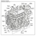 Technical illustration of a detailed engine design, showcasing various components Royalty Free Stock Photo