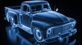 Glowing Wireframe of a Pickup Truck