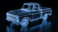 Glowing Wireframe of a Pickup Truck