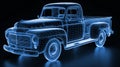 Glowing Wireframe of a Pickup Truck