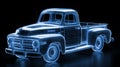 Glowing Wireframe of a Pickup Truck