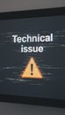Technical issue message appearing on digital screen with glitch effect Royalty Free Stock Photo