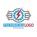 Technical logo template. Color vector illustration for logo, sticker or label